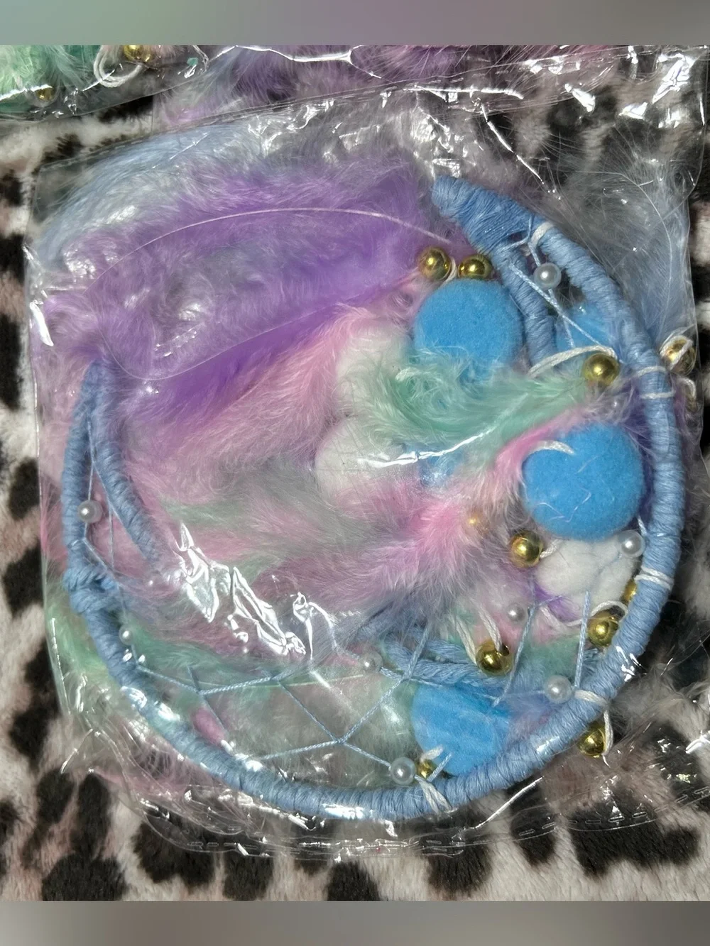 3 PC Cat, Star, Moon Dreamcatchers - Pastel Rainbow